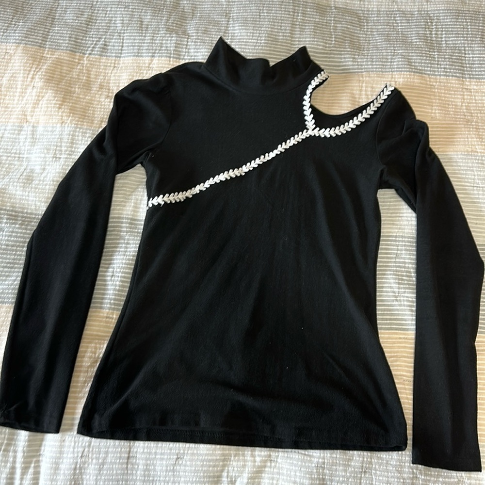 Cold shoulder, black dress top